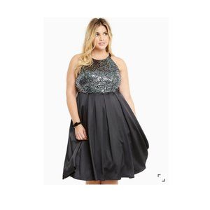 Torrid SpecialOccasion Sequin & Satin Halter Dress